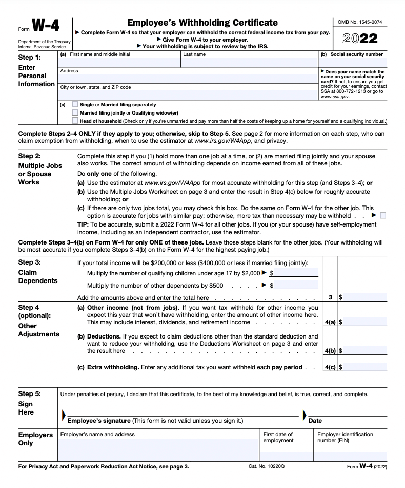 What Is Form W4 and How to Fill It In in 2022?